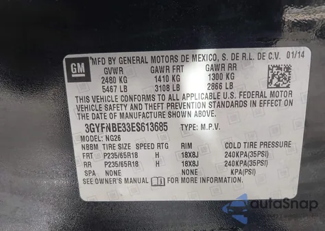 2014 Cadillac Srx Luxury Collection from USA, damaged, VIN 3GYFNBE33ES613685